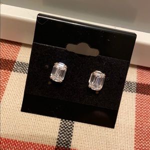 Swarovski stone emerald cut earrings NWT